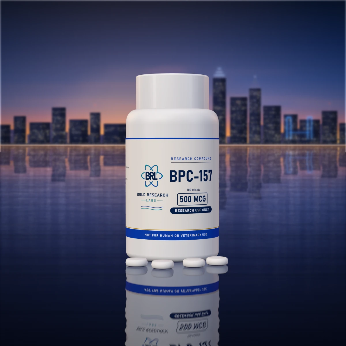BPC-157 Tablets 500mcg tablet bottle, research compound from Bold Research Labs