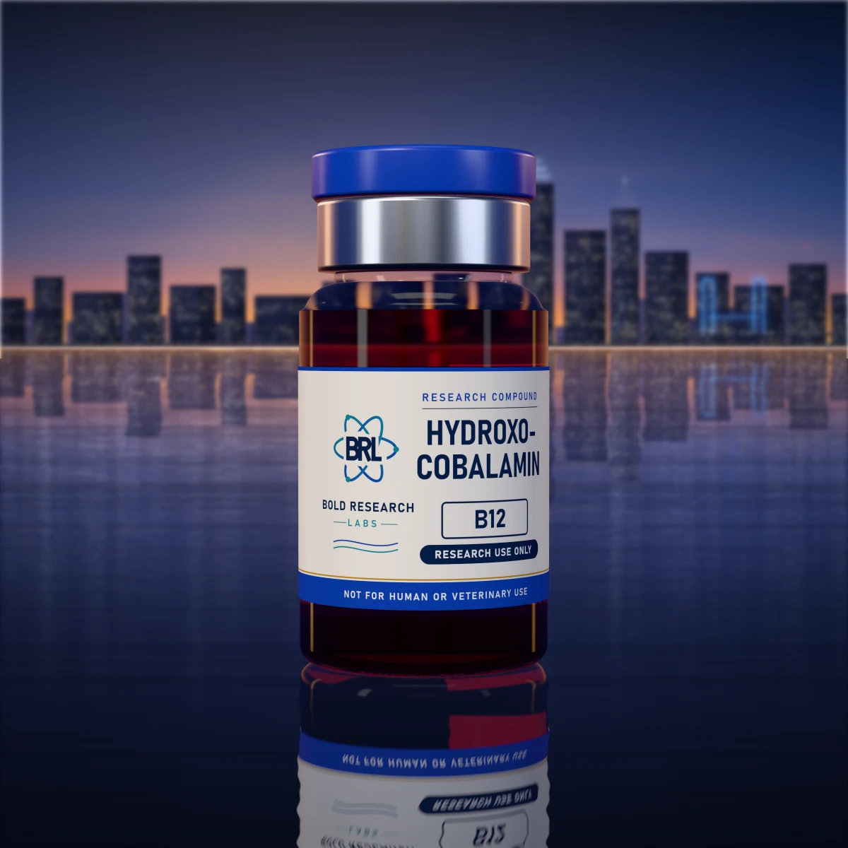 Hydroxocobalamin B12 vial, lab supply from Bold Research Labs