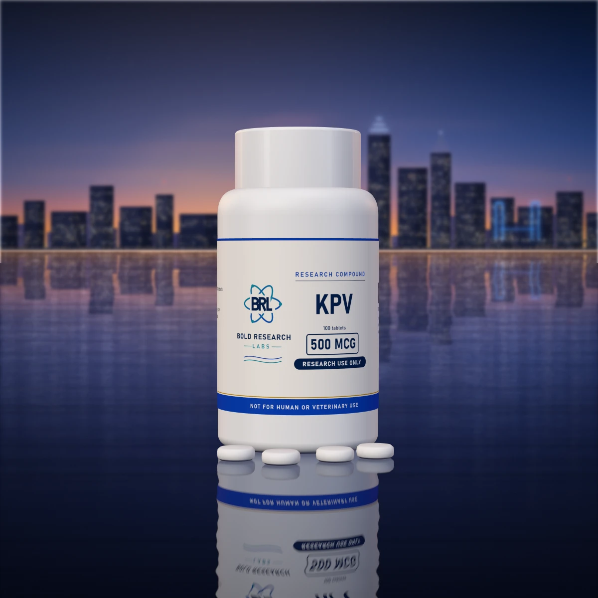 KPV Tablets 500mcg tablet bottle, research compound from Bold Research Labs