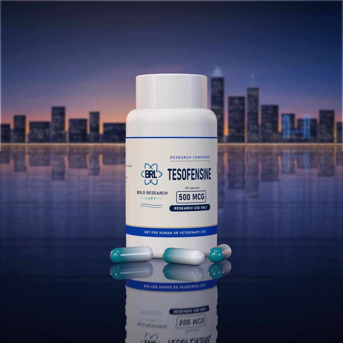Tesofensine Capsules 500mcg capsule bottle, research compound from Bold Research Labs